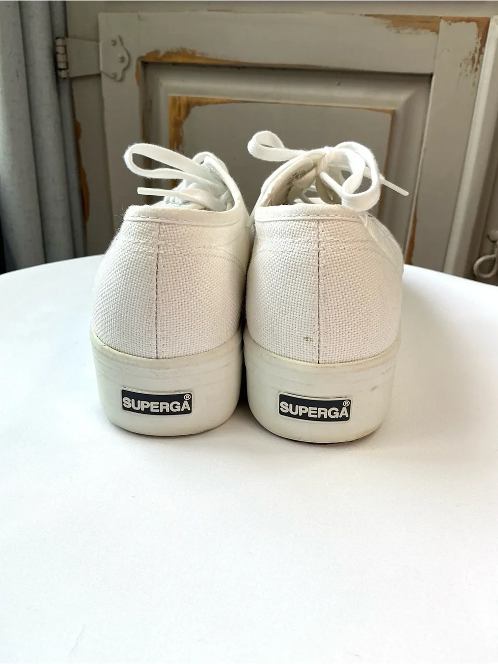 Superga | 2790 White Platform Canvas Sneakers Size US 8 EU 39 Lace Up Casual